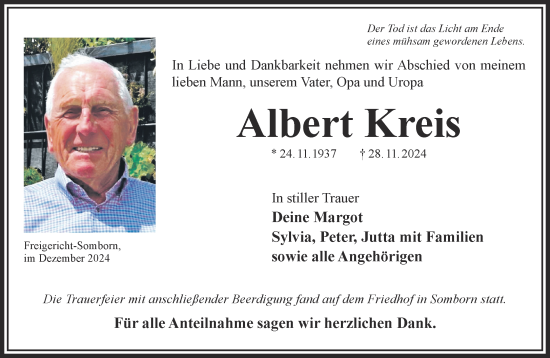 Traueranzeige von Albert Kreis von Mittelhessen-Bote