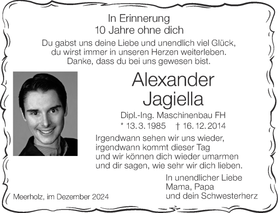 Traueranzeige von Alexander Jagiella von Gelnhäuser Neue Zeitung