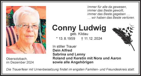 Traueranzeige von Conny Ludwig von Gelnhäuser Neue Zeitung