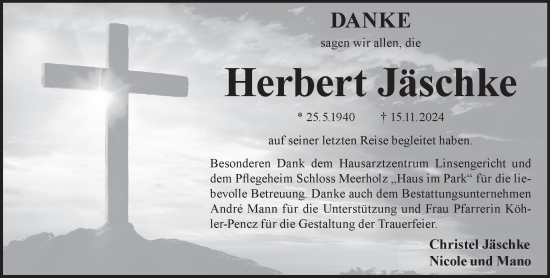 Traueranzeige von Herbert Jäschke von Gelnhäuser Neue Zeitung