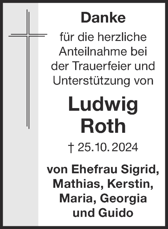 Traueranzeige von Ludwig Roth von Gelnhäuser Neue Zeitung