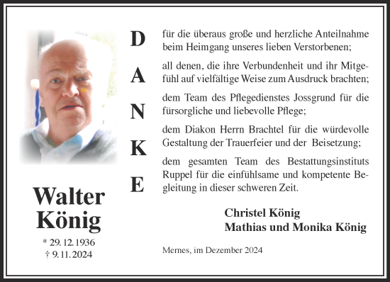 Traueranzeige von Walter König von Gelnhäuser Neue Zeitung