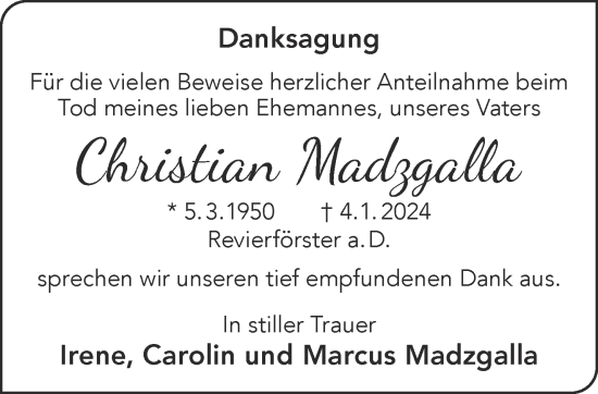 Traueranzeige von Christian Madzgalla von Gelnhäuser Neue Zeitung