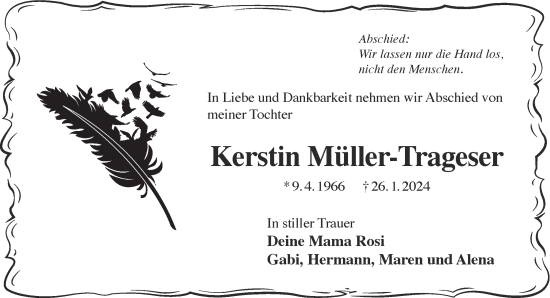 Traueranzeige von Kerstin Müller-Trageser von Gelnhäuser Neue Zeitung