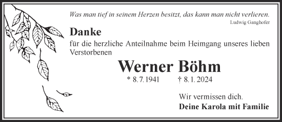 Traueranzeige von Werner Böhm von Gelnhäuser Neue Zeitung