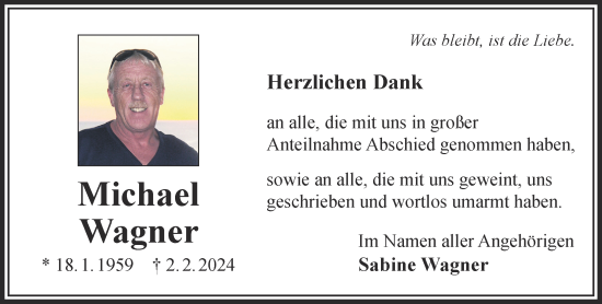 Traueranzeige von Michael Wagner von Gelnhäuser Neue Zeitung