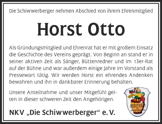 Traueranzeige von Horst Otto von Gelnhäuser Neue Zeitung