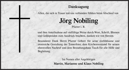 Traueranzeige von Jörg Nobiling von Gelnhäuser Neue Zeitung