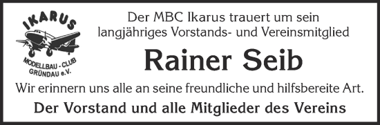 Traueranzeige von Rainer Saib von Mittelhessen-Bote