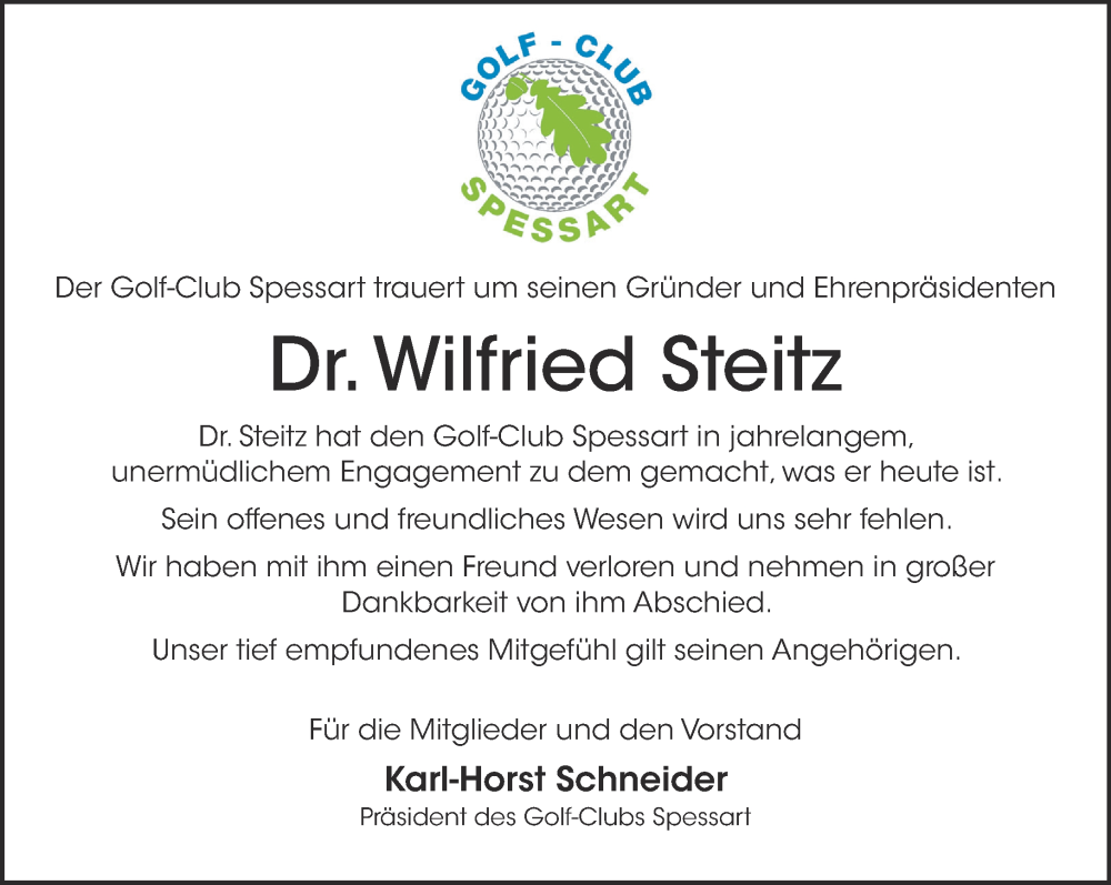  Traueranzeige für Wilfried Steitz vom 20.04.2024 aus Mittelhessen-Bote