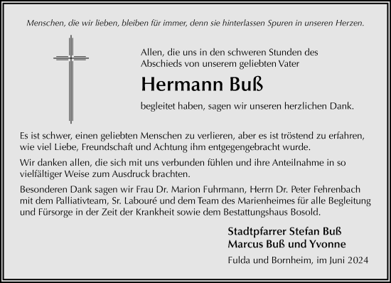 Traueranzeige von Hermann Buß von Gelnhäuser Neue Zeitung