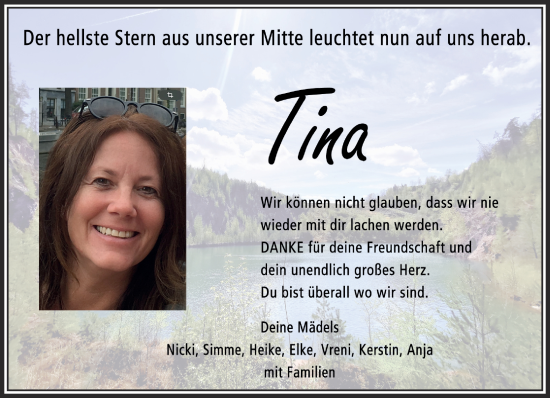 Traueranzeige von Tina  von Gelnhäuser Neue Zeitung