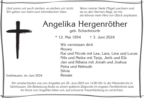 Traueranzeige von Angelika Hergenröther von Mittelhessen-Bote