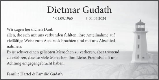 Traueranzeige von Dietmar Gudath von Gelnhäuser Neue Zeitung