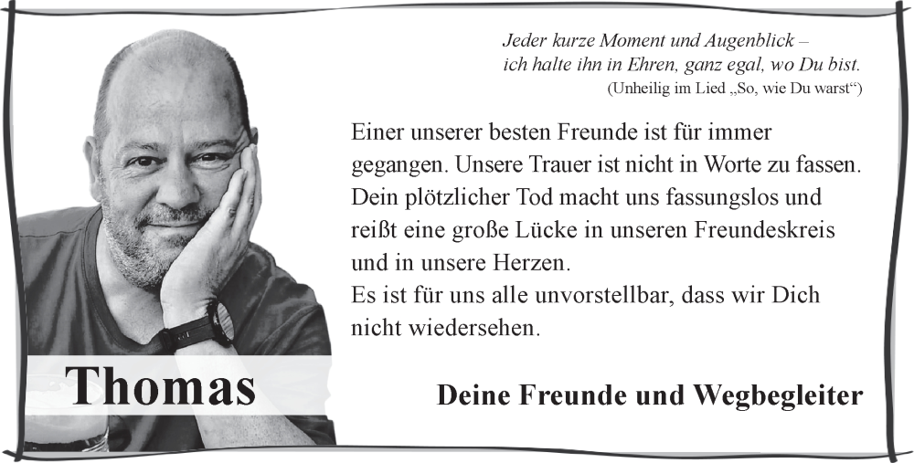  Traueranzeige für Thomas Schneider vom 27.07.2024 aus Gelnhäuser Neue Zeitung