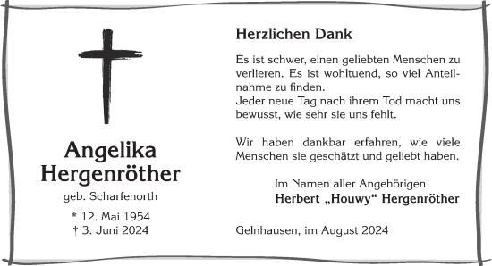 Traueranzeige von Angelika Hergenröther von Mittelhessen-Bote