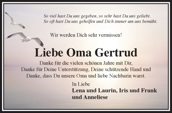 Traueranzeige von Gertrud  von Mittelhessen-Bote