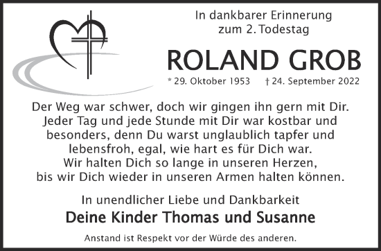 Traueranzeige von Roland Grob von Gelnhäuser Neue Zeitung