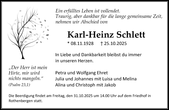 Traueranzeige von Karl-Heinz Schlett von Gelnhäuser Neue Zeitung