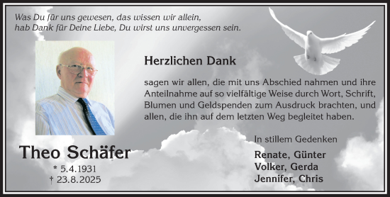 Traueranzeige von Theo Schäfer von Gelnhäuser Neue Zeitung