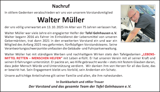 Traueranzeige von Walter Müller von Gelnhäuser Neue Zeitung