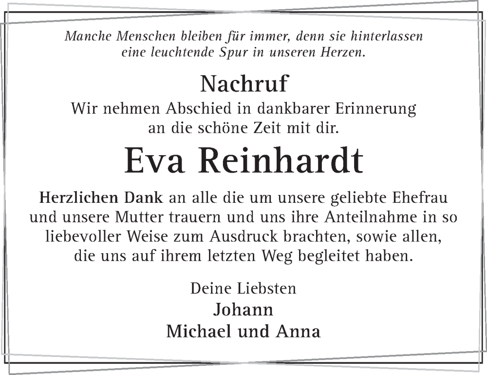  Traueranzeige für Eva Reinhardt vom 29.11.2025 aus Gelnhäuser Neue Zeitung