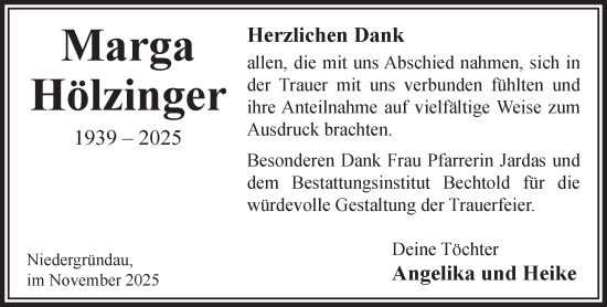 Traueranzeige von Marga Hölzinger von Gelnhäuser Neue Zeitung