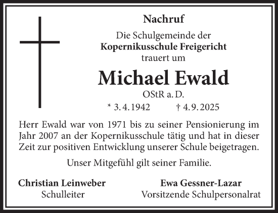 Traueranzeige von Michael Ewald von Gelnhäuser Neue Zeitung