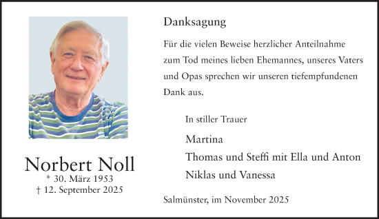 Traueranzeige von Norbert Noll von Gelnhäuser Neue Zeitung