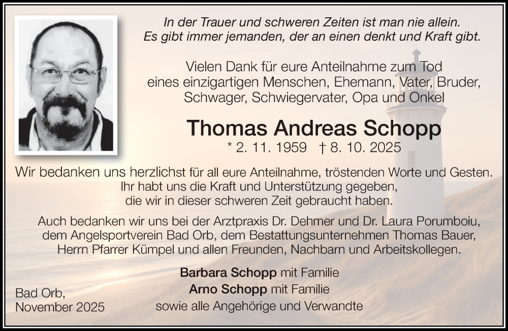  Traueranzeige für Thomas Andreas Schopp vom 29.11.2025 aus Gelnhäuser Neue Zeitung