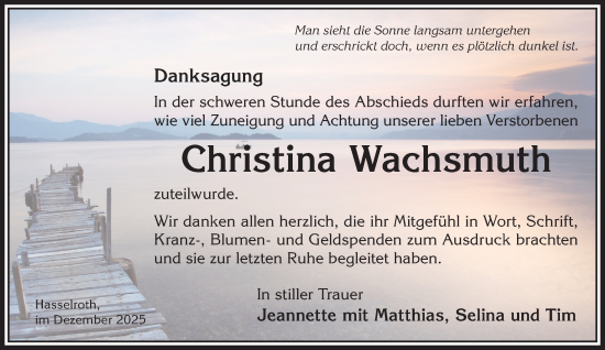 Traueranzeige von Christina Wachsmuth von Mittelhessen-Bote