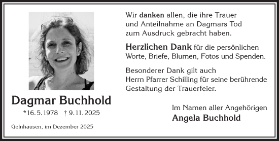 Traueranzeige von Dagmar Buchhold von Gelnhäuser Neue Zeitung