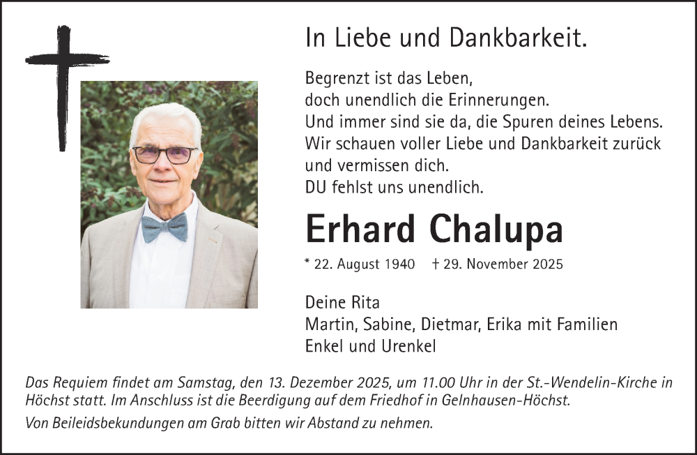  Traueranzeige für Erhard Chalupa vom 06.12.2025 aus Mittelhessen-Bote