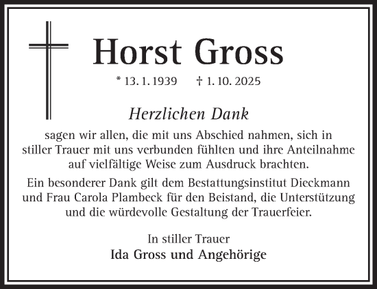 Traueranzeige von Horst Gross von Gelnhäuser Neue Zeitung