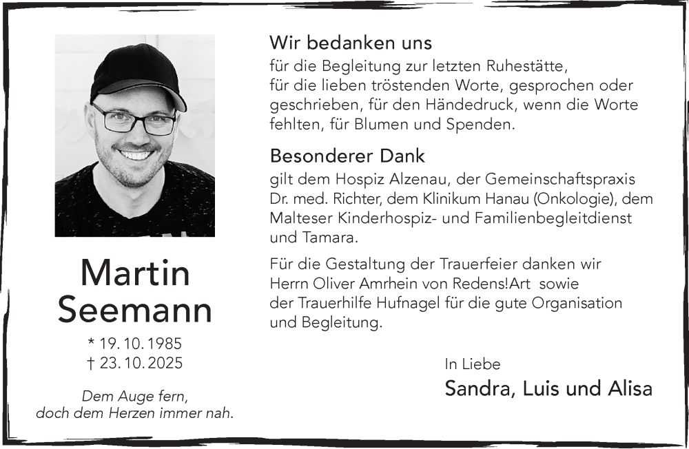  Traueranzeige für Martin Seemann vom 20.12.2025 aus Gelnhäuser Neue Zeitung