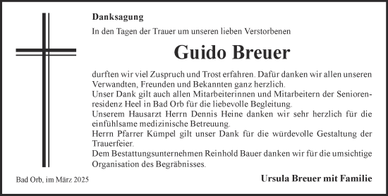 Traueranzeige von Guido Breuer von Mittelhessen-Bote