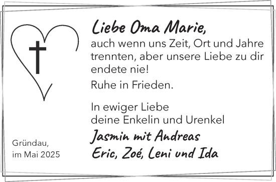 Traueranzeige von Marie  von Gelnhäuser Neue Zeitung