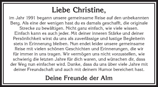 Traueranzeige von Christine  von Mittelhessen-Bote