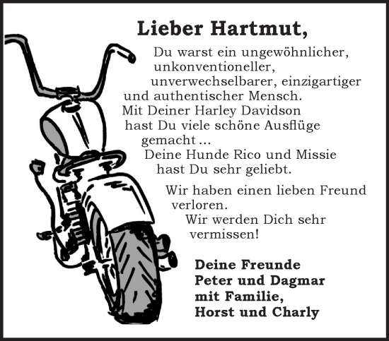 Traueranzeige von Hartmut Erbskorn von Mittelhessen-Bote