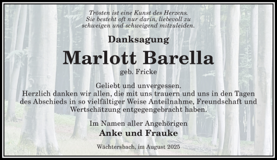 Traueranzeige von Marlott Barella von Gelnhäuser Neue Zeitung