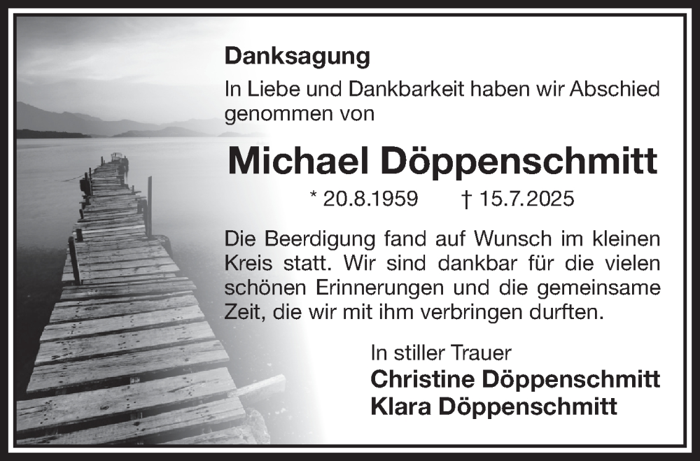  Traueranzeige für Michael Döppenschmitt vom 09.08.2025 aus Mittelhessen-Bote