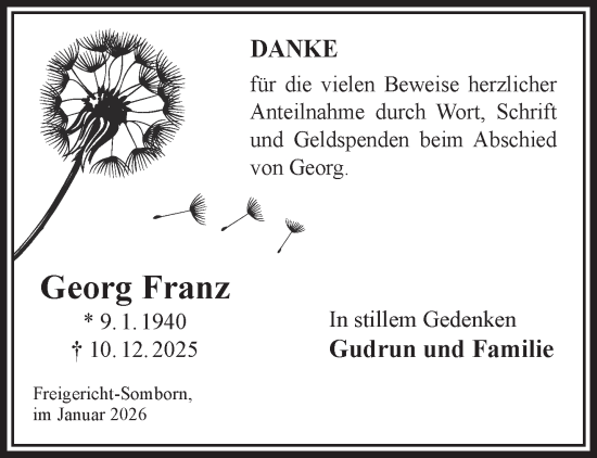 Traueranzeige von Georg Franz von Gelnhäuser Neue Zeitung