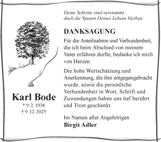 Traueranzeige von Karl Bode von Gelnhäuser Neue Zeitung