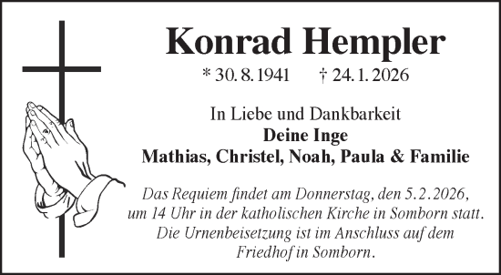 Traueranzeige von Konrad Hempler von Gelnhäuser Neue Zeitung