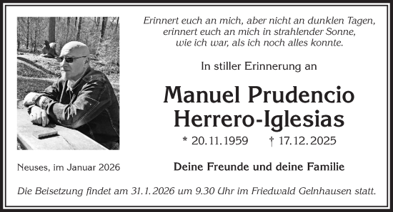 Traueranzeige von Manuel Prudencio Herrero-Iglesias von Gelnhäuser Neue Zeitung