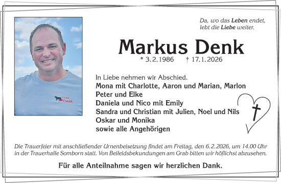 Traueranzeige von Markus Denk von Gelnhäuser Neue Zeitung