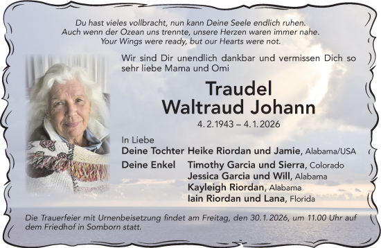 Traueranzeige von Waltraud Johann von Mittelhessen-Bote